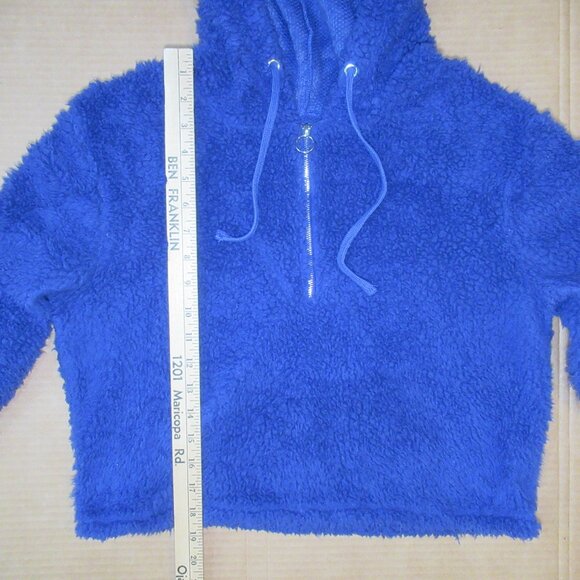 Cotton On Plush Sherpa Cropped Half-Zip Hoodie | Size Medium - Picture 4 of 10